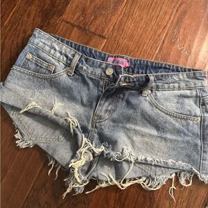 Edikted Distressed Mini Jean Shorts